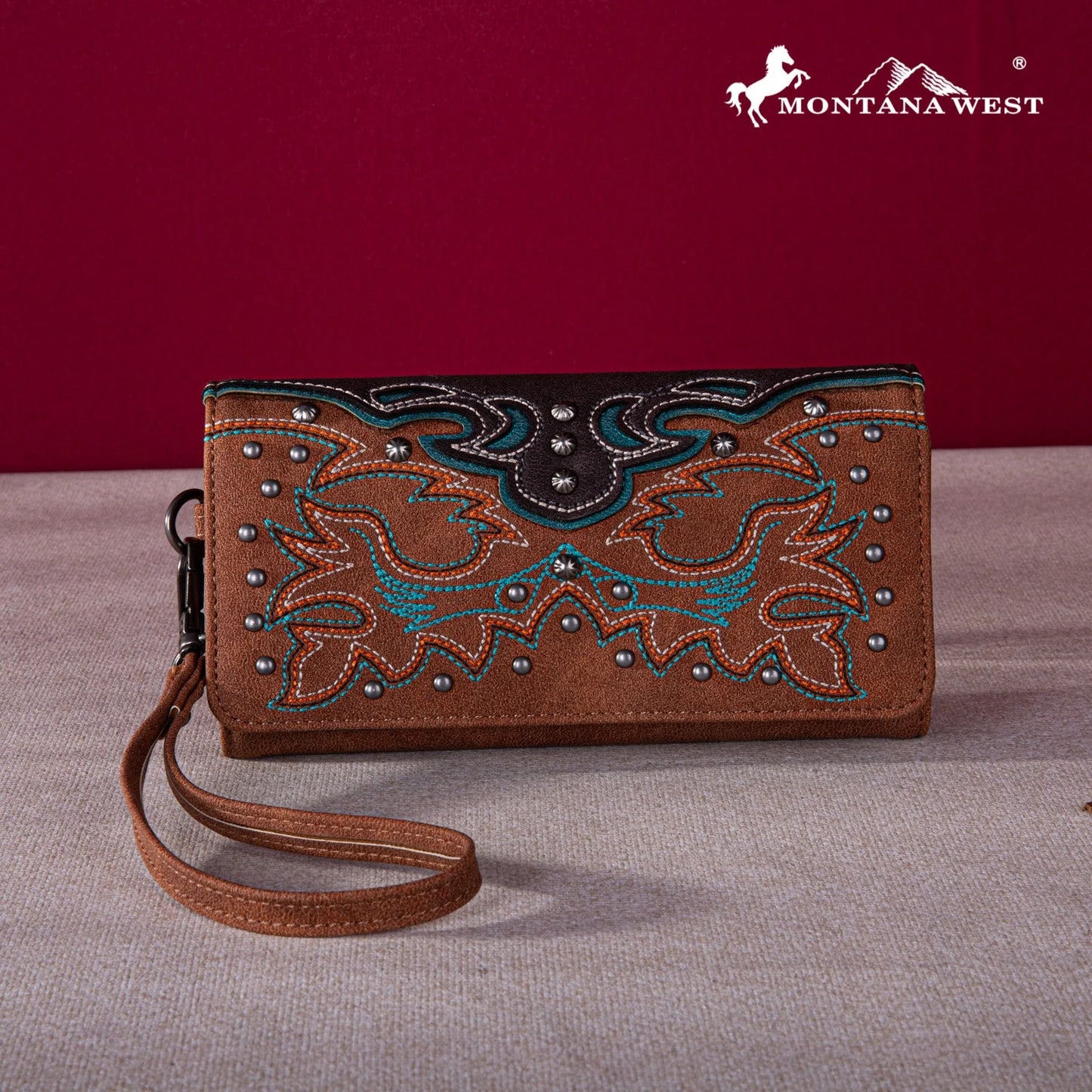 Montana West Floral Embroidered Collection Wallet - Brown - MW1253W002