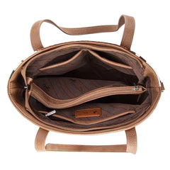 Montana West Tooled Carry Tote/Crossbody Bag - Brown