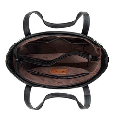 Montana West Tooled Carry Tote/Crossbody Bag - Black