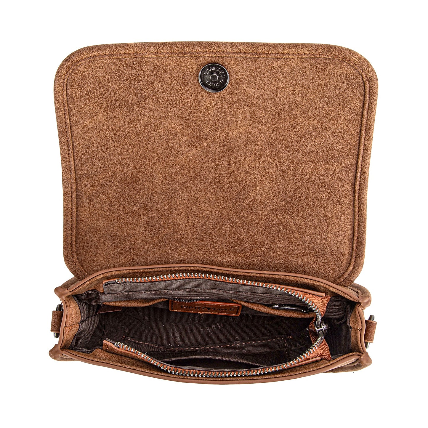 Trinity Ranch Floral Aztec Tooled Crossbody Bag - Brown