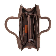 Trinity Ranch Floral Aztec Tooled Carry Tote/Crossbody Bag - Coffee