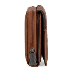 Trinity Ranch Floral Aztec Tooled Wallet - Brown