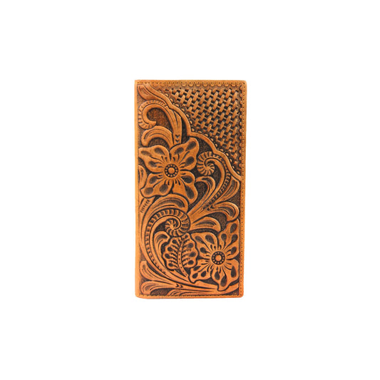 Montana West Genuine Tooled Leather Collection Mens Wallet - Brown - MWLW005BR