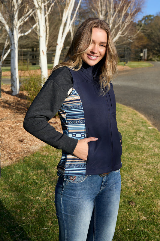 Pure Western Ladies Misha Soft Shell Vest - Navy