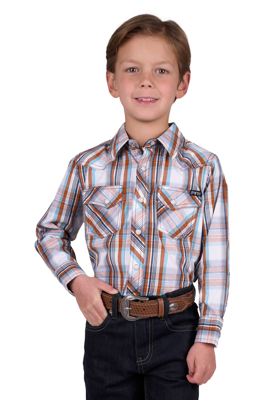 Pure Western Boys Axel L/S Shirt - Tan - P5W3100870