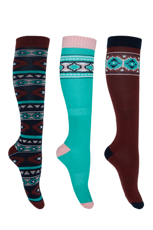 Pure Western Riding Socks - PCP2922SOC - Turquoise/Rust