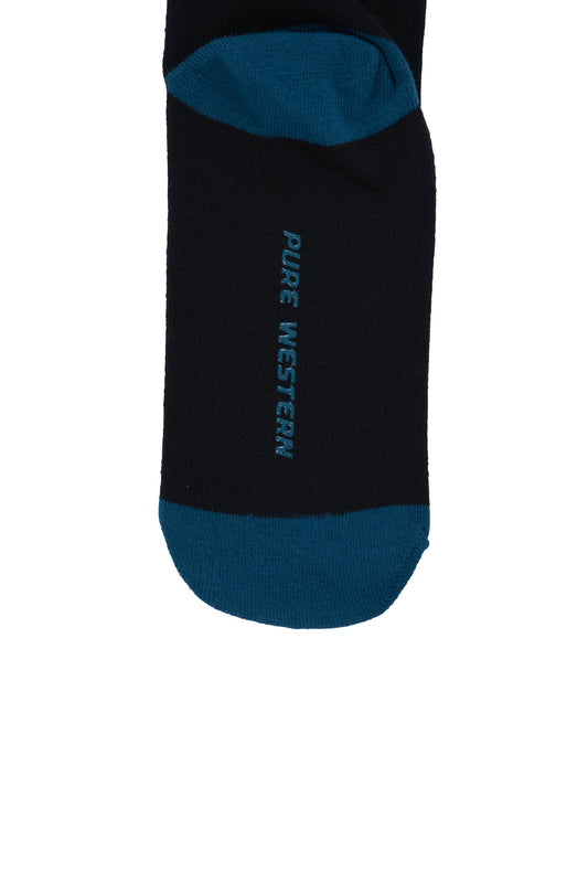 Pure Western Kids Crew Socks - Twin Pack - Black/Teal