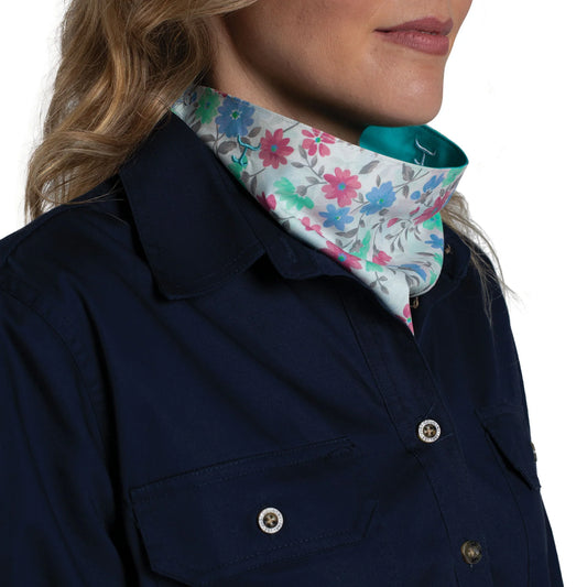 JC Ladies Carlee Double Sided Scarf - SCF2633 - Turquoise/White
