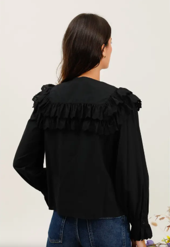 Ladies Blouse with Wide Ruffled Collar - 5878