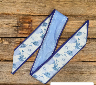 Blue Western Skinny Mini Wild Rag Scarf - TW146
