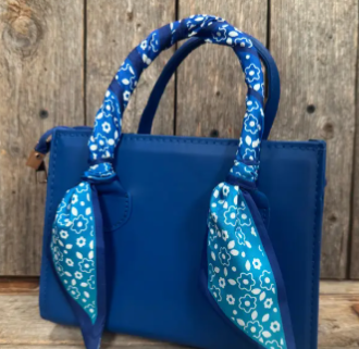 Blue and White Western Skinny Mini Wild Rag Scarf - TW104