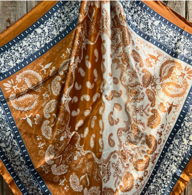 Rust and Navy Paisley Wild Rag/Scarf - 35 x 35" - WR3299