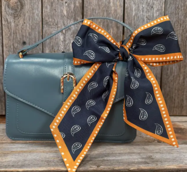 Navy and Rust Western Skinny Mini Wild Rag Scarf - TW107
