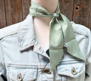Green and White Western Skinny Mini Wild Rag Scarf - TW127