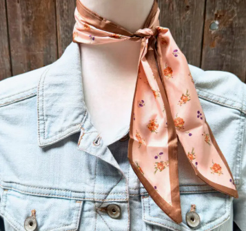 Pink and Tan Western Skinny Mini Wild Rag Scarf - TW136