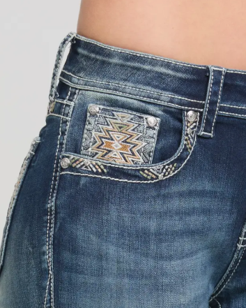 Grace in LA 3 Diamonds Modify Mid Rise Boot Cut 34" - EB-81810