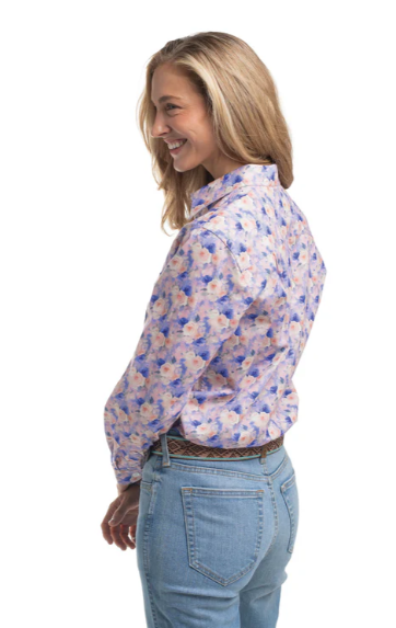 Just Country Ladies Georgie Half Button Print L/S Shirt - WWLS2645