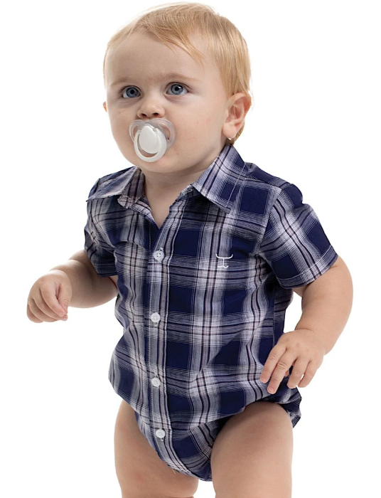 Just Country Infant Frankie S/S Full Button Jumpsuit - Navy & White - IWSS2667