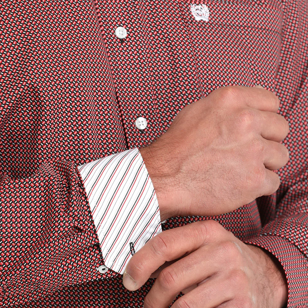 Cinch Mens Red Print Shirt - MTW105992X