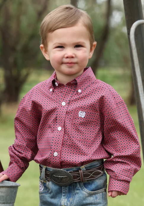 Cinch Boys Button Down L/S Shirt - Pink - MTW7062420