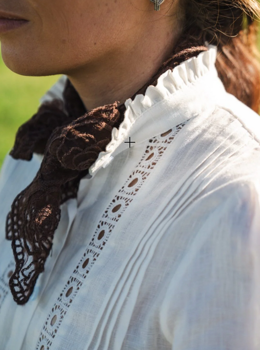 Lime & Soda Charlotte L/S Shirt - White Lace