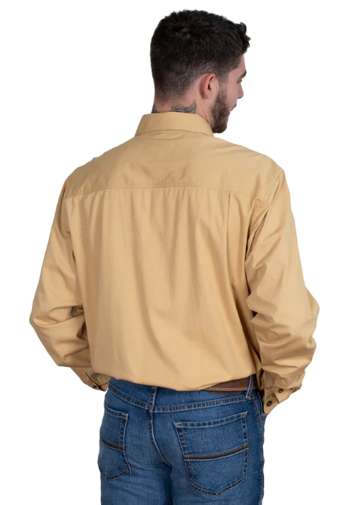 Just Country Mens 1/2 Button L/S Shirt - Sand - 10101SAN