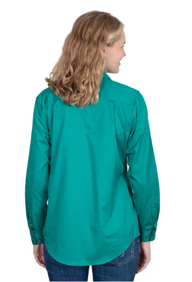 Just Country Ladies Jahna 1/2 Button L/S Shirt - Dark Green - 50505DKG