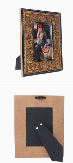 Bordertown Hand tooled Leather Photo Frame in Brown