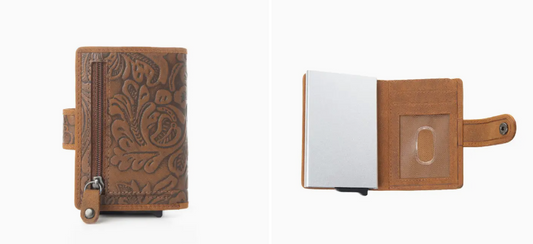 Myra Wild Rose Leather Credit Card Holder in Rustwood Floral