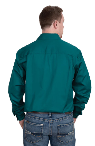 Just Country Mens Cameron 1/2 Button L/S Shirt - Forest Green - 10101FOR