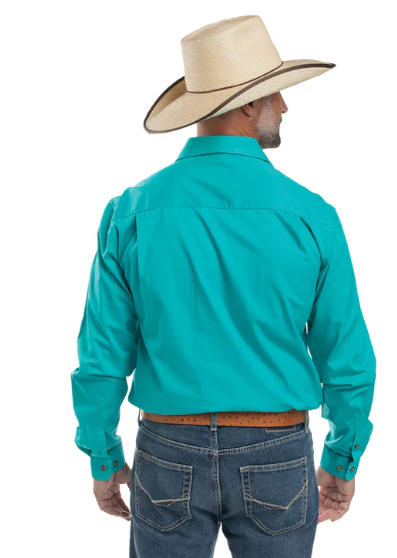 Just Country Mens Cameron 1/2 Button L/S Shirt - Turquoise - 10101TUR