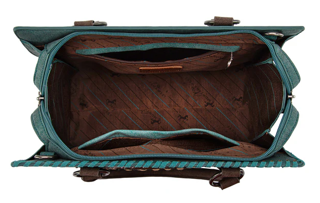 Montana West Tooled Aztec Carry Tote/Crossbody - Turquoise - MW1354G-8355TQ