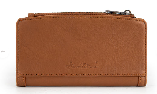 Montana West Genuine Leather Tooled Bi-Fold Wallet - Brown - MWL-4204BR