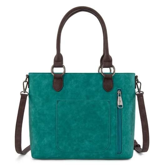 Montana West Western Tooled Aztec Carry Tote/Crossbody - Turquoise - MW1356-8260TQ