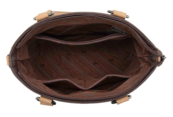 Montana West Western Tooled Aztec Carry Tote/Crossbody - Coffee - MW1356-8260CF