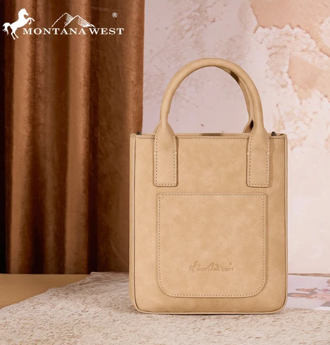 Montana West Hair-On Cowhide Fringe Tote/Crossbody - Tan - MW1368-8360TN