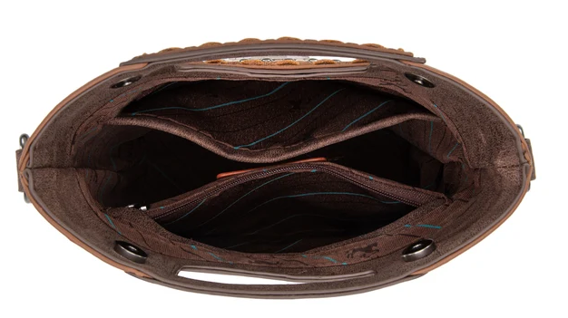 Montana West Cut-Out Embroidered Top Handle Crossbody - Brown - MW1325-8360BR