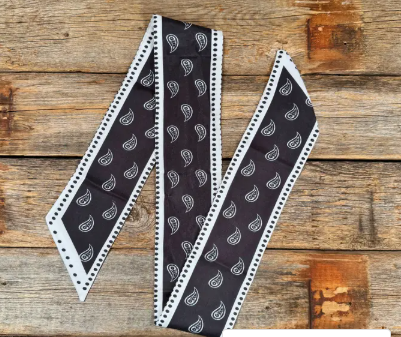 Black and White Western Skinny Mini Wild Rag Scarf/Necktie - TW108