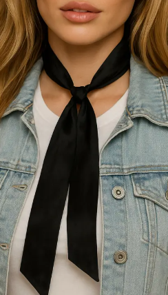 Black Western Skinny Mini Wild Rag Scarf/Necktie - TW300