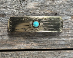 Gold Tone Fashion Turquoise Western Hair Barrette - RDB201