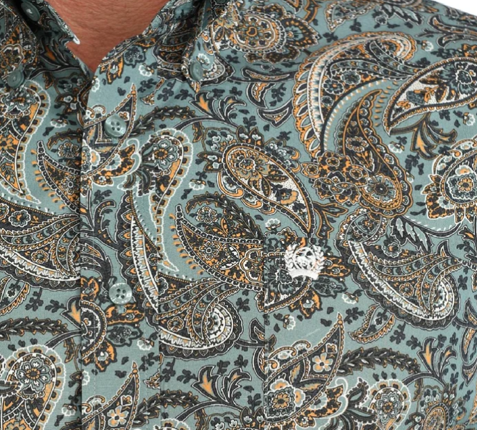 Cinch Mens Blue Paisley Print L/S Shirt - MTW1106134