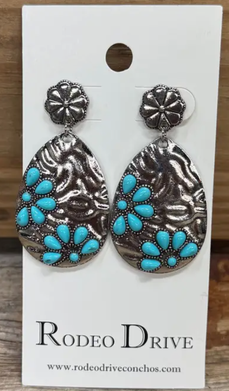 Fashion Turquoise Cluster Teardrop Earrings