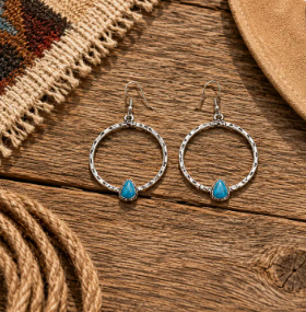 Triangle Fashion Turquoise Hoop Dangle Earrings
