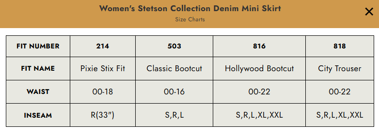Stetson Collection Ladies Denim Mini Skirt - 60594017