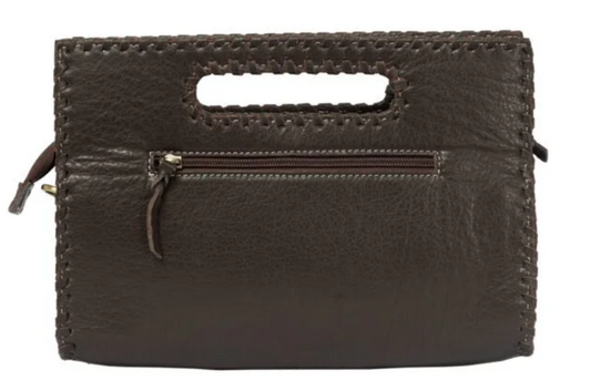 The Design Edge Messina – Brown & White Cowhide and Tooled Cutwork Leather Medium Bag