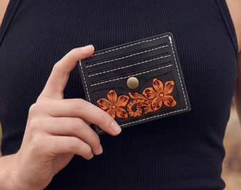 The Design Edge Two Tone Hand Tooled Leather Card Case