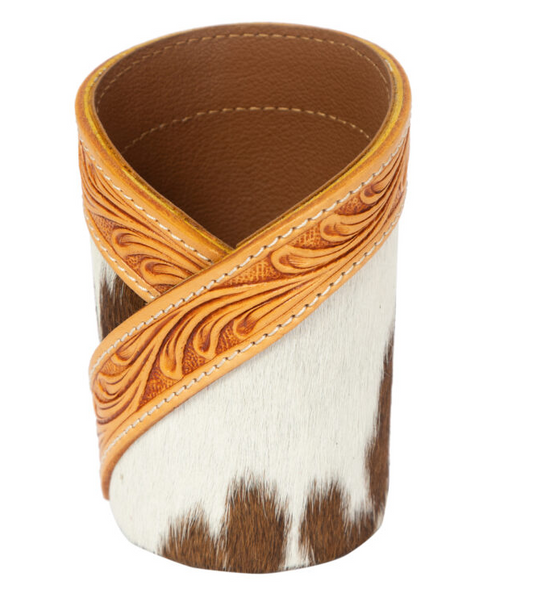 The Design Edge Cowhide and Tooling Leather Pen Stand - PEN01
