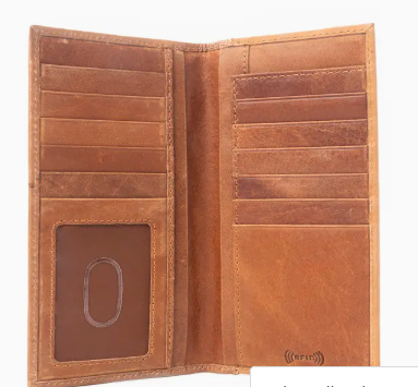 Sheriff���S Crest Hand tooled Leather Wallet For Men in Bronco Brown