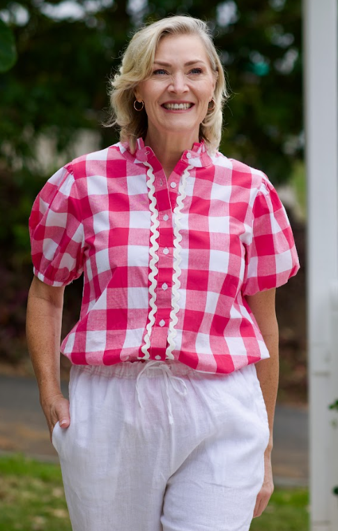 Liv & Milly Chloe Shirt - Pink & White Gingham