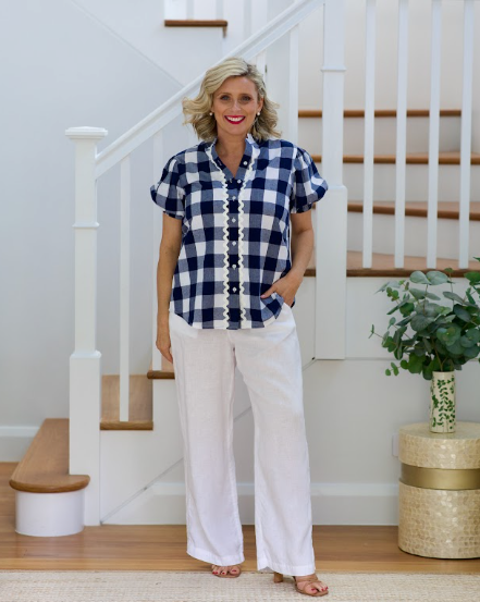 Liv & Milly Chloe Shirt - Navy & White Gingham